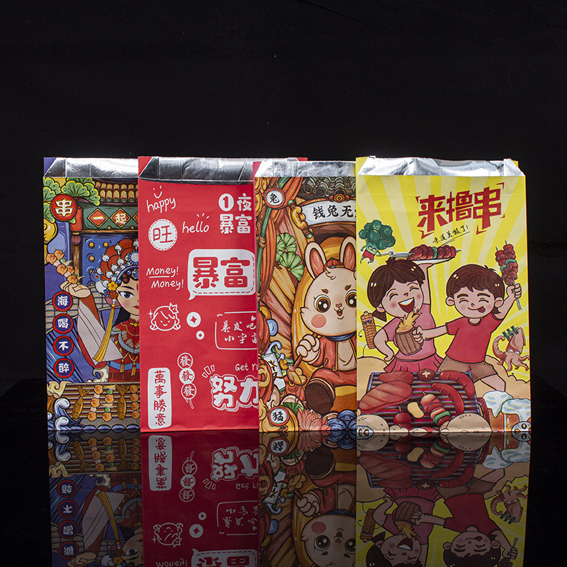 Eco-friendly Bio-degradable Insulated Kraft Paper Bag for BBQ Custom Color Accepted