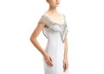 Elegant White Tassels Beading Long Evening Gown Dress For Ladies