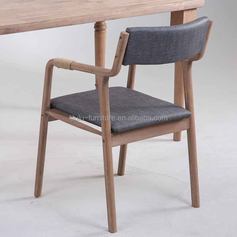 Dining Room Furniture Solid Wood Vintage Style Rope Decorated Dining Armchair