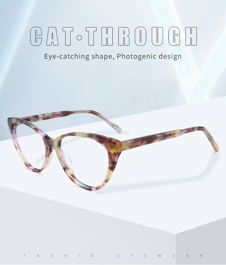 Eco Friendly Acetate Frame Glasses Women Cat Eye Optical Glasses Frame Bridge 16mm