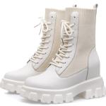Rivets Size 35-40 Flat Leather Lace Up Ankle Boots Grained Calf Leather