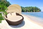 Balcony Rattan Lounge Daybed Sun Bed UV Resistance Courtyard Canopy Villa Patio