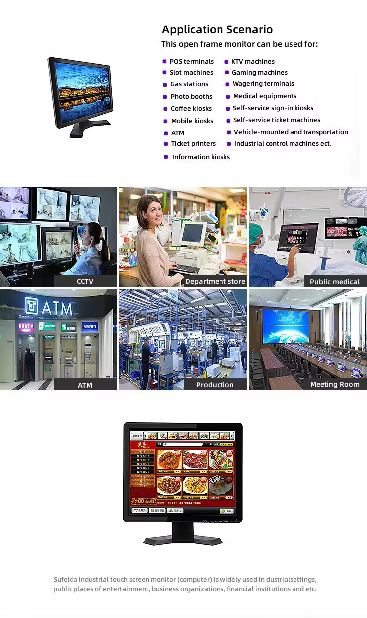 OEM 15 Inch Touch Screen Monitor With Stand Plastic Shell IPS Panel For POS