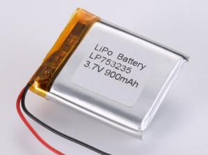 China LP753235 3.7V 900MAH li ion battery manufacturers Chargeable Polymer Li-ion Rechargeable Cell -20°C To 60°C Discharging Temperature for Your factory