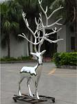 Hotel Decor Deer Stainless Steel Mirror Sculpture Garden Scenic Courtyard Park