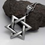 Men's 925 Silver Plated Titanium Stainless Steel Necklace with Jewish Stars
