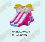Dolphin Double Lane Inflatable Slide For Children Fun Park
