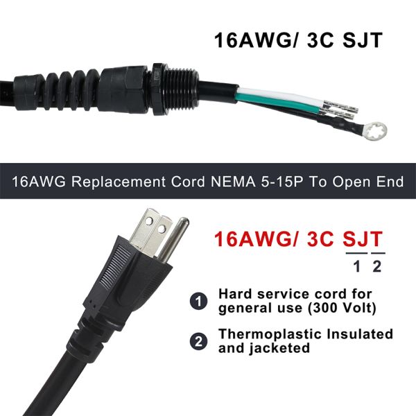 NEMA 5-15P Right Angle to Schuko Plug Power Cable with Strain Relief