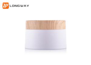 China 120g white cream jar with wooden texture cap for cosmetic packaging factory