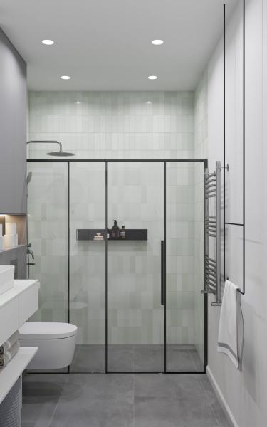 Customized White and Grey Bathroom Cabinet with Tall Side Cabinet Whole House