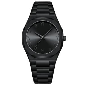 China Wholesale Luxury Business Black Alloy Band Arabic Dial Watches for Men Custom Logo Montre Pour Homme Arabe factory