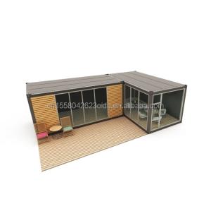 China Steel Frame Galvanized Steel Bending 180g Simple Prefab Log Cabins Wooden Small House Portable Cabins with 20ft or 40ft Size factory
