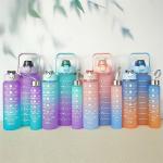 Water Bottles 3 Pcs Set With Time Marker Wide Mouth Leakproof Sports Fitness Gym