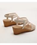 BS150 Wedge Heel Sandals Women'S Summer New Fashion Elastic Band Mid-Heel Fish