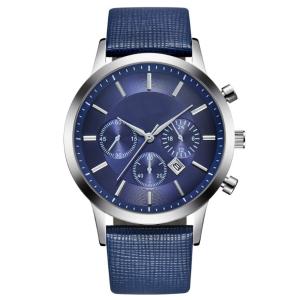 China Chronograph Movement 30m Waterproof Leather Quartz Watch SGS factory