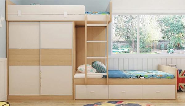 Custom home furniture children wooden double bed designs bunk beds with storage