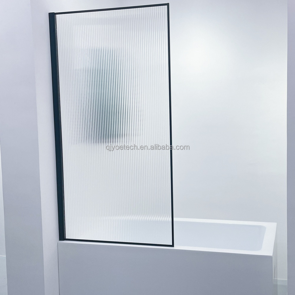 Ultra Clear Moru Patterned French Door Fixed Shower Screen for Elegant Bathroom Design
