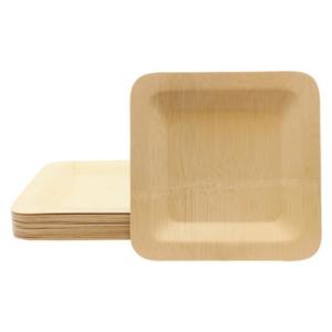 China 9 Inch Environmentally Friendly Biodegradable Square Bamboo Plate For Wedding Hotel factory