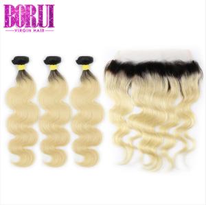 China Blonde Weave Hair Extensions 1B613 , 13*4 Lace Frontal Soft Smooth Dyed Bleach factory