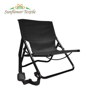 China Steel Pipe 55.5x44.5x48cm Black Folding Beach Chairs Low Beach Chair With Stripe factory