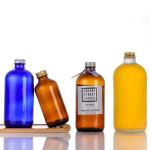 Round Glass Drink Bottles 750ml 1000ml Empty Clear Boston Glass Bottles
