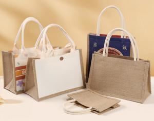 China Personalised Burlap Tote Jute Bags Custom Printing Christmas With Handles factory
