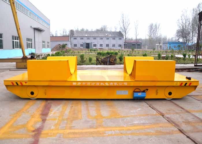 Railway electric flat bed trailer for steel foil coils handling with V-frame