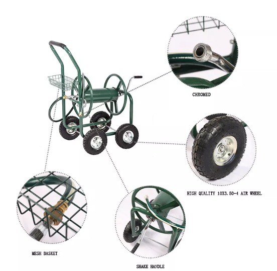 Convenient Garden Hose Reel Cart easy Maintenance Hose Cart With Wheels