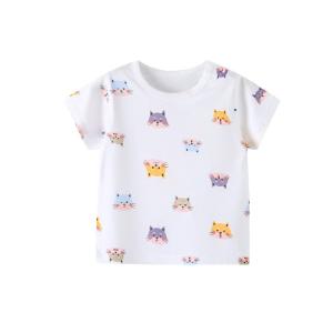 China 12kg 90cm Girls Printed Half Sleeve Casual Shirts Anti Shrink For Toddler factory