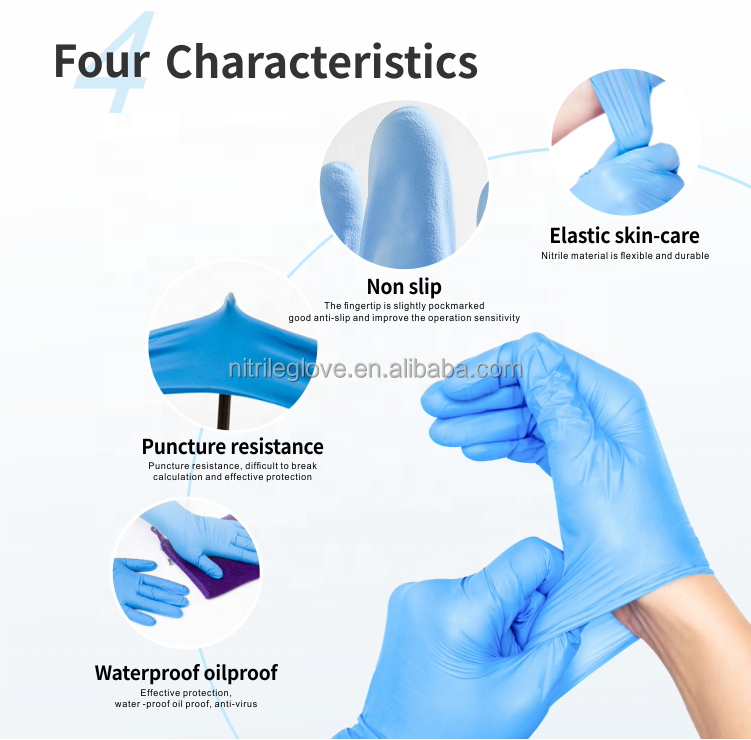 Free Sample Blue Purple Powder Free Disposable Nitrile Gloves