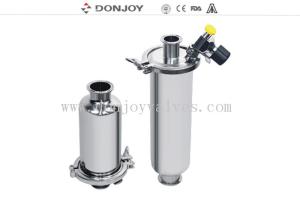 China Food Processing SS304 Inline Sanitary Filter With Sample Valve / Discharge Valve factory
