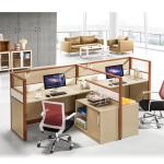 Custom Office Furniture Partitions With Storage Cabinet , 4 Person Workstation