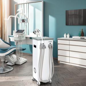 China Mobile Dental Suction Unit With Dirty Water Tank Automatic Drainage Dental Saliva Ejector Suction 800L Per Min Suction Machine factory