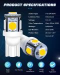 194 Automotive LED Light Bulbs 6500K Wedge T10 SMD 5050 Chips