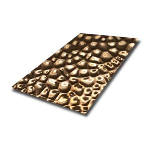 China Mirror Gold Pvd Color Water Wave Ripple Stainless Steel Panel Stamped Ripple Sheet factory