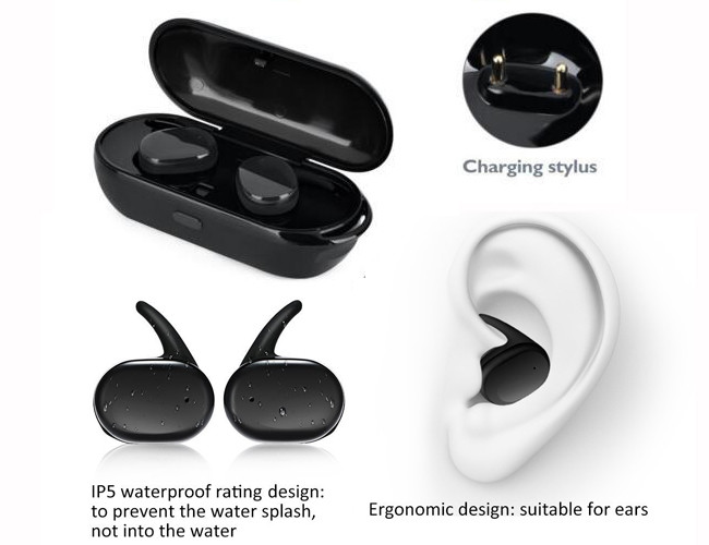 50mAh Battery TWS Bluetooth Earphone Stereo Headphones Headset IPX5 Waterproof