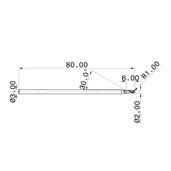 65HRC 2 Flutes Long Solid Carbide Ball Nose End Mill