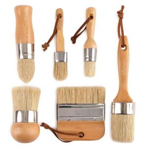 China Diameter 50mm Chalk Paint Brush Set 6pcs 100% Natural Bristle Wax Brush factory