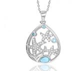 925 Sterling Larimar Silver Jewelry Gifts Fishhook Boat Anchor Charm Pendant