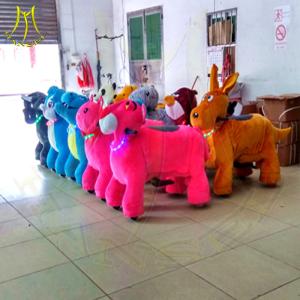 China Hansel plush electric horse toy coin operated gaming machines bull riding toys for kids giant animals kids riding factory