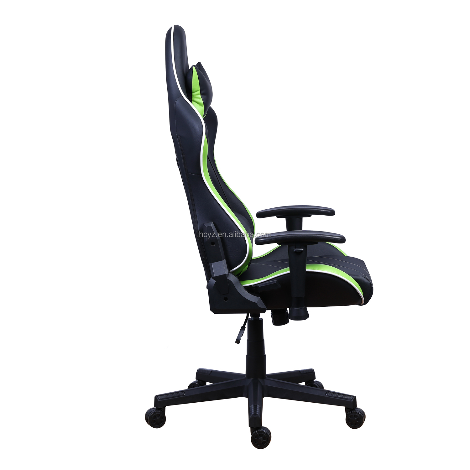 PU Castors Leather Reclining Gamer Chair with LED Light Bar Racer RGB Gaming Chair