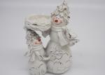 Decoration Christmas Snowman Candle Holder Polyresin Material White Color