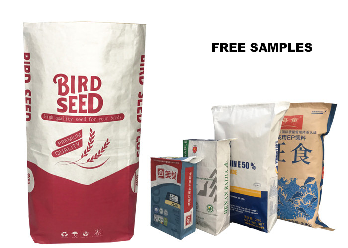 20kg Stand Up Pasted Valve Multiwall Paper Bags Logo Printing For Tile Adhesive