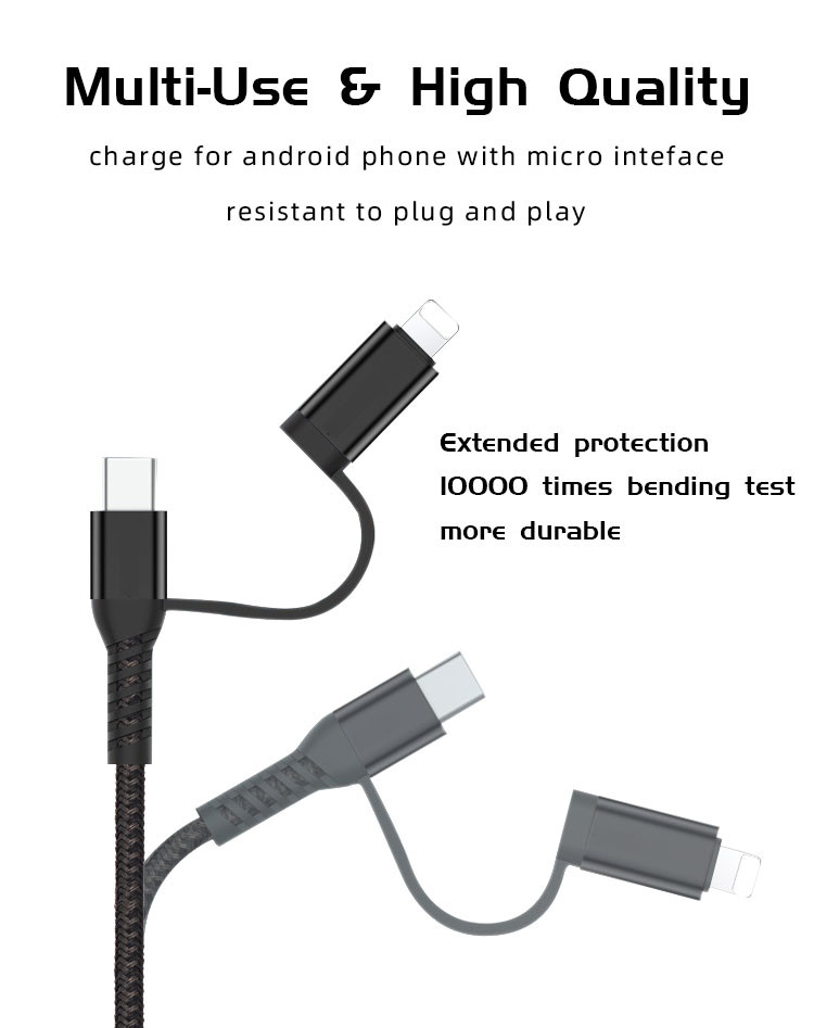 Tangle Free 1M Fast Charging Data Cable 4 In 1 USB Cable