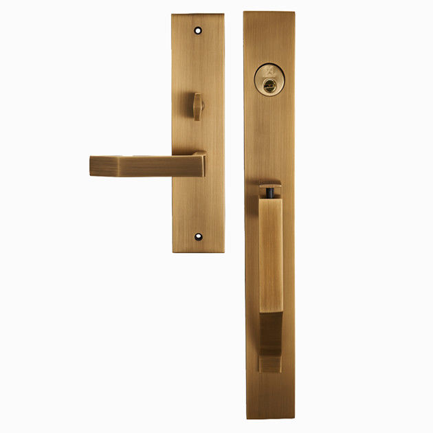 450mm 60mm Exterior Door Locks Entry Door Handle Entrance Set Yellow Bronze Surface
