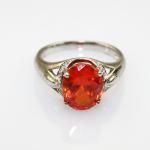 Gold Plated 925 Silver Ring with 7mmx9mm Created Yellow Citrine Cubic Zircon