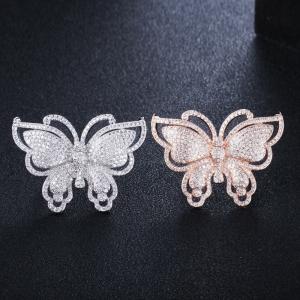 China Fashion Colorful Butterfly CZ Gold Ring For Women Girls Fashion Engagement Wedding CZ Crystal Finger Ring Party Jewelry factory
