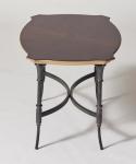 Wood veneer top with Antiique gold edge metal base side table/end table/coffee