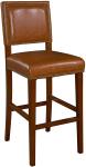 24" Faux Leather Counter Stool , Padded Bar Chairs Red Walnut Finish Frame