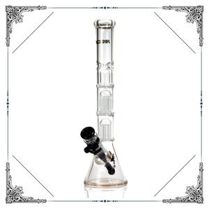 China Double 8 Tree Arms Perc Splash Guard Beaker Smoking Glass Bong factory